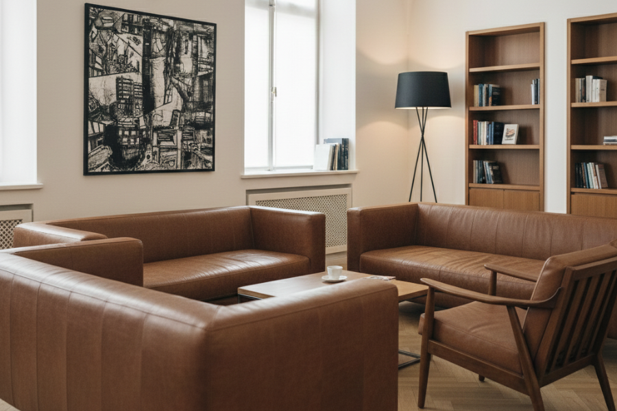 イタリアモダンなリラックス空間の画像。